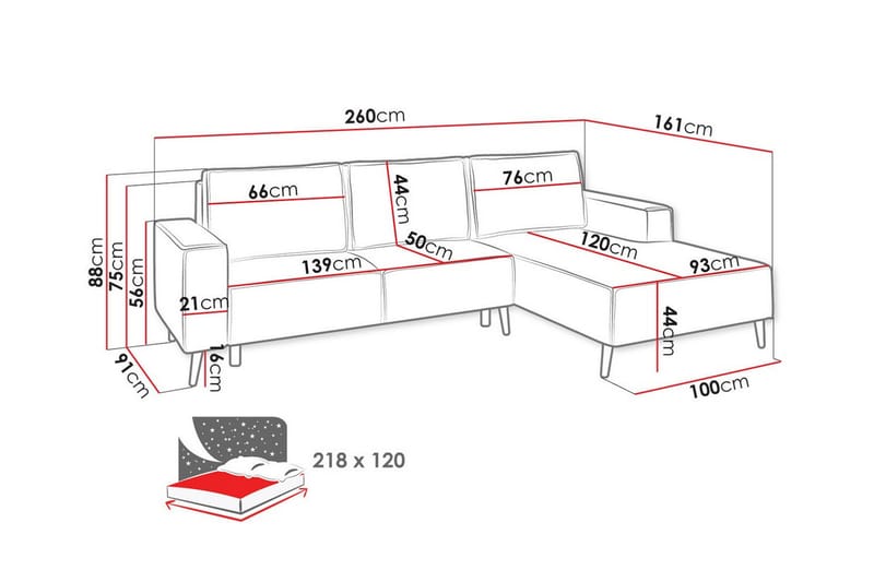 Graystone 3-pers. Hjørnesovesofa - Lysegrå/Mørkegrå - Sovesofaer - Hjørnesovesofa