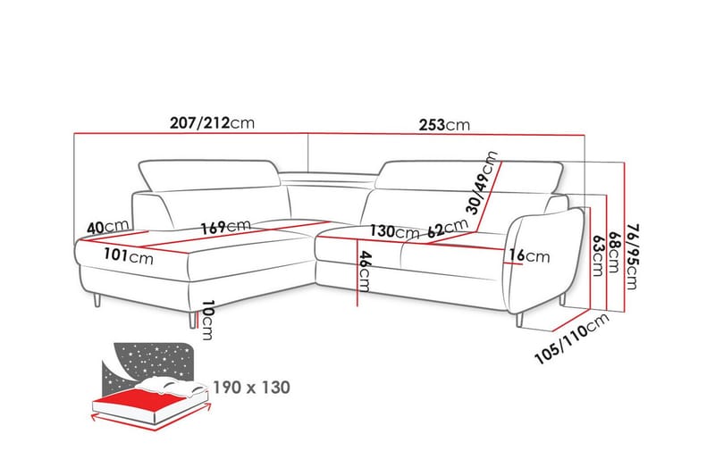 Graystone 3-pers. Hjørnesovesofa - Beige - Sovesofaer - Hjørnesovesofa