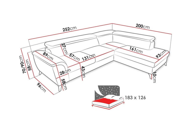 Graystone 3-pers. Hjørnesovesofa - Beige - Sovesofaer - Hjørnesovesofa