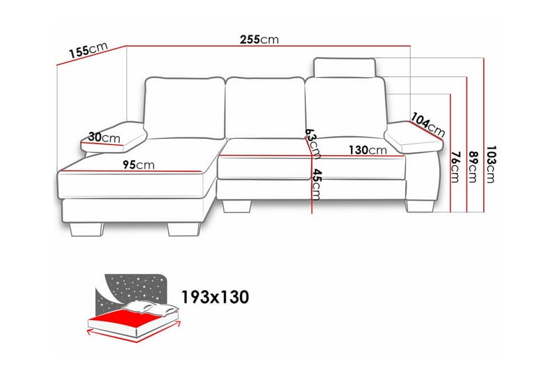 Graystone 3-pers. Hjørnesovesofa - Beige - Sovesofaer - Hjørnesovesofa