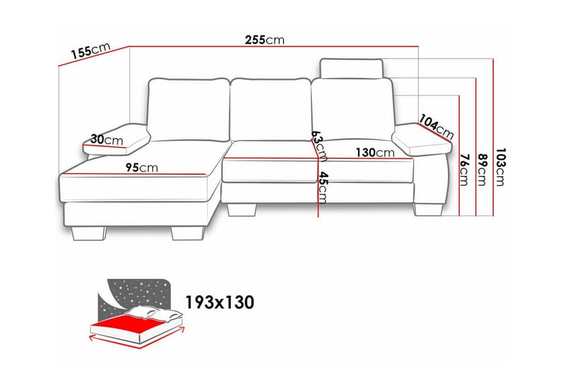 Graystone 3-pers. Hjørnesovesofa - Lysegrå - Sovesofaer - Hjørnesovesofa