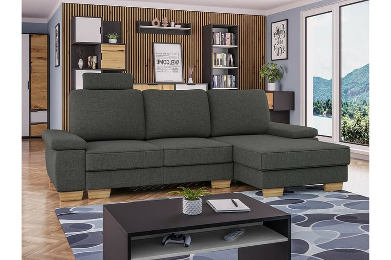 Graystone 3-pers. Hjørnesovesofa - Mørkegrå - Møbler - Sofaer - Sovesofaer