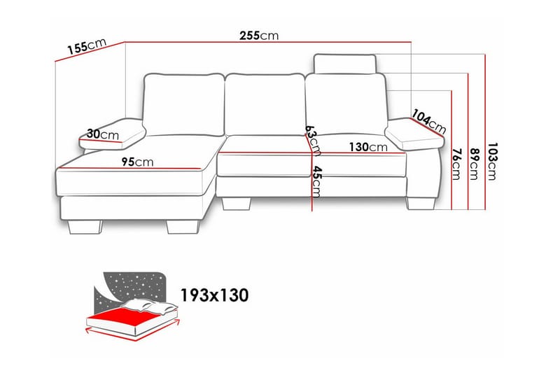Graystone 3-pers. Hjørnesovesofa - Mørkegrå - Møbler - Sofaer - Sovesofaer