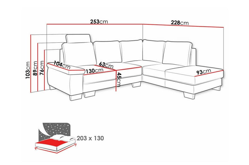 Graystone 3-pers. Hjørnesovesofa - Beige - Sovesofaer - Hjørnesovesofa