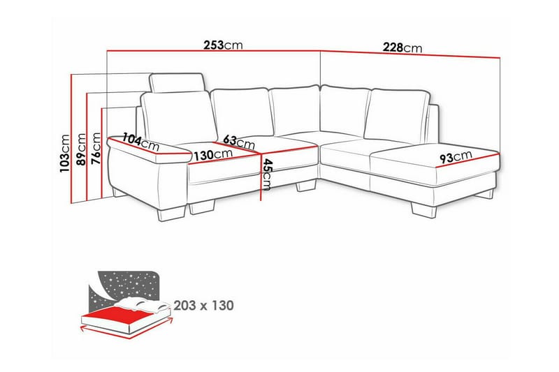 Graystone 3-pers. Hjørnesovesofa - Lysegrå - Sovesofaer - Hjørnesovesofa