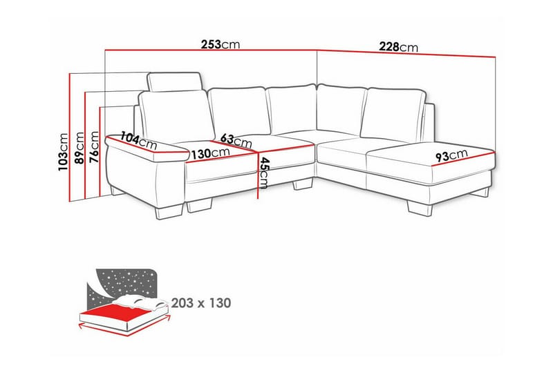 Graystone 3-pers. Hjørnesovesofa - Mørkegrå - Sovesofaer - Hjørnesovesofa