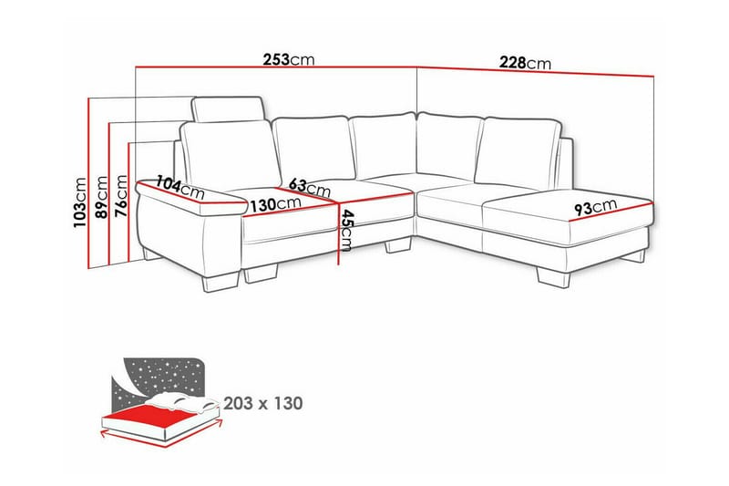Graystone 3-pers. Hjørnesovesofa - Mørkegrå - Møbler - Sofaer - Sovesofaer