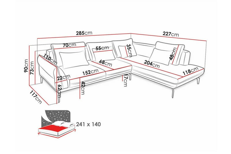 Graystone 4-sits Hörnbäddsoffa beige - Møbler - Sofaer - Sovesofaer