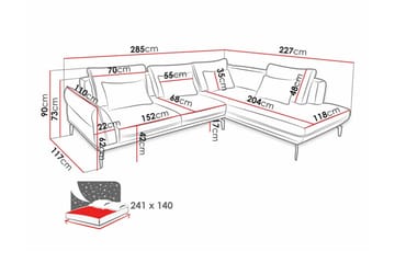 Graystone 4-sits Hörnbäddsoffa Beige/Light beige - Møbler - Sofaer - Sofa med chaiselong - 4 personers sofa med chaiselong
