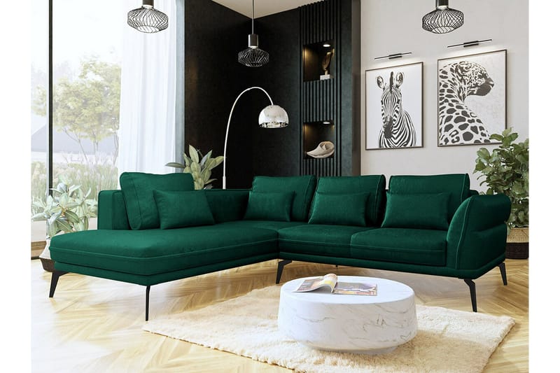 Graystone 4-sits Hörnbäddsoffa NO_BRAND Dark green - Møbler - Sofaer - Sofa med chaiselong - 4 personers sofa med chaiselong