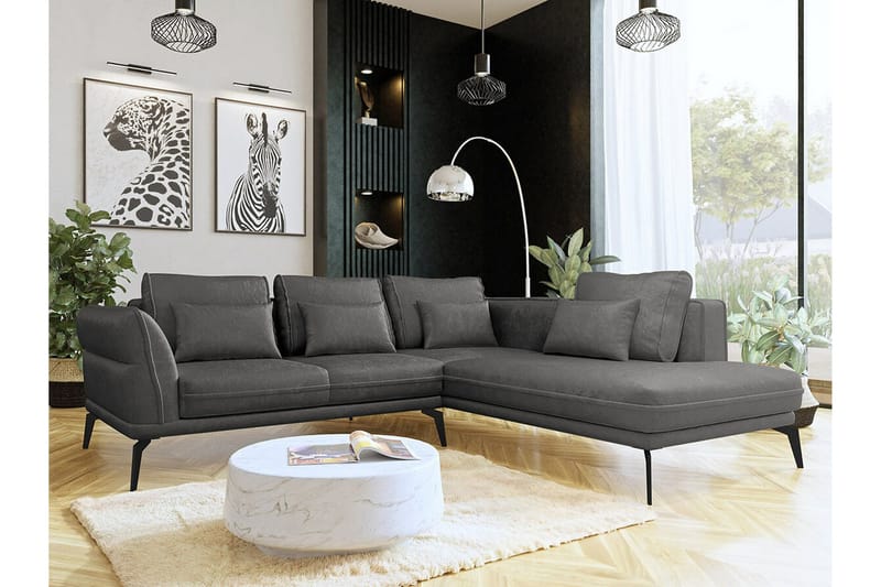 Graystone 4-sits Hörnbäddsoffa NO_BRAND Dark grey - Møbler - Sofaer - Sofa med chaiselong - 4 personers sofa med chaiselong
