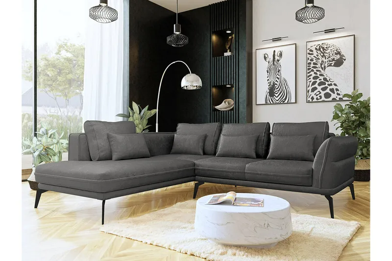 Graystone 4-sits Hörnbäddsoffa NO_BRAND Dark grey - Møbler - Sofaer - Sofa med chaiselong - 4 personers sofa med chaiselong