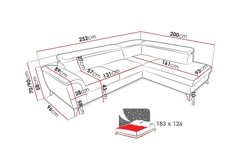 Graystone 4-pers. Hjørnesovesofa - Beige - Sovesofaer - Hjørnesovesofa