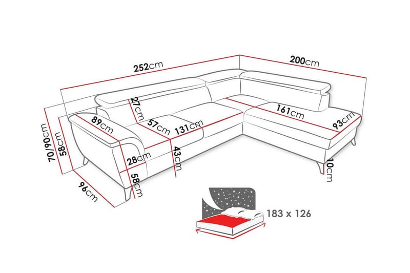 Graystone 4-pers. Hjørnesovesofa - Brun - Sovesofaer - Hjørnesovesofa