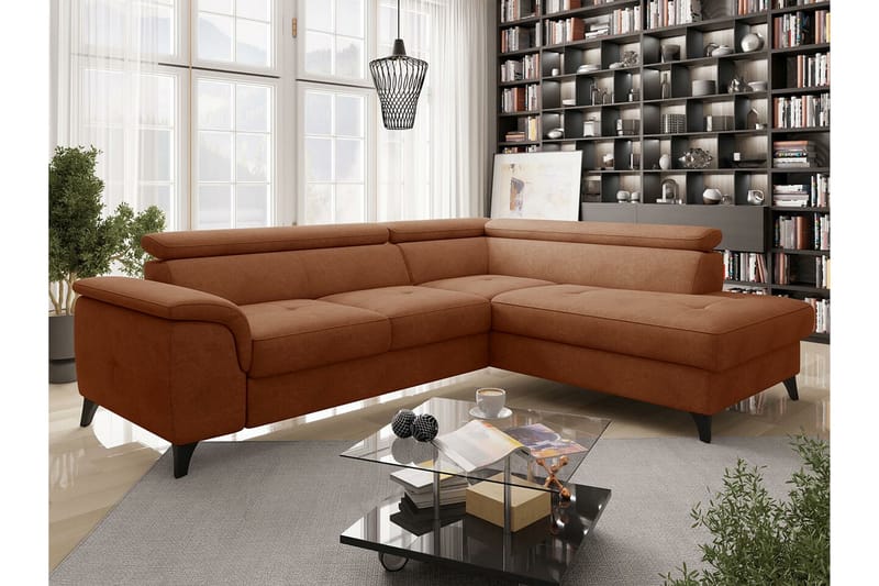 Graystone 4-pers. Hjørnesovesofa - Orange/Brun - Sovesofaer - Hjørnesovesofa