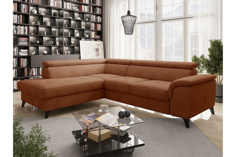 Graystone 4-pers. Hjørnesovesofa - Brun/Orange - Sovesofaer - Hjørnesovesofa