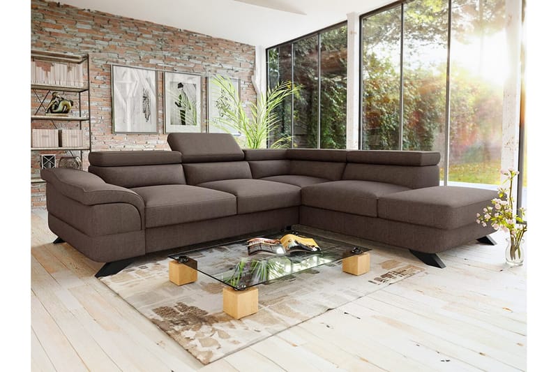 Graystone 4-pers. Hjørnesovesofa - Mørkebrun - Møbler - Sofaer - Sovesofaer