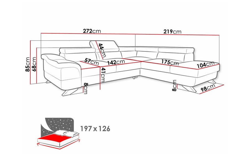 Graystone 4-pers. Hjørnesovesofa - Mørkebrun - Møbler - Sofaer - Sovesofaer