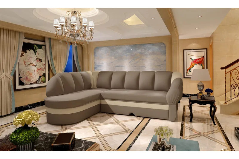 Hængt sovesofa med divan, Brun