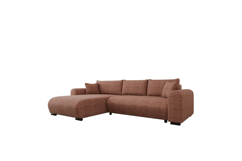 Handda 3-personers Venstrevendt Sovesofa med Chaiselong i Stof, Rustbrun