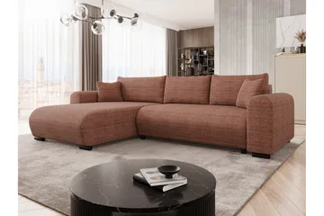 Handda 3-personers Venstrevendt Sovesofa med Chaiselong i Stof - Rustbrun - Møbler - Sofaer - Sovesofaer