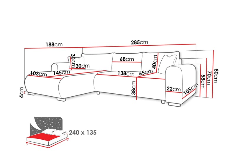 Handda Sovesofa Med 3-Personers Divan - Beige - Møbler - Sofaer - Sovesofaer
