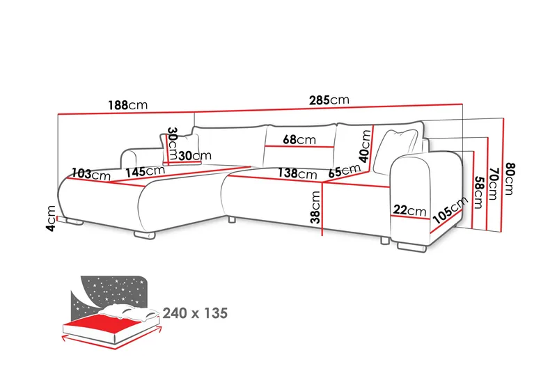 Handda Sovesofa Med 3-Personers Divan - Møbler - Sofaer - Sovesofaer
