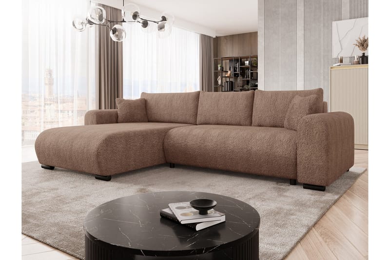 Handda Sovesofa med Chaiselong 3-personers i Bouclé - Rosa - Møbler - Sofaer - Sovesofaer