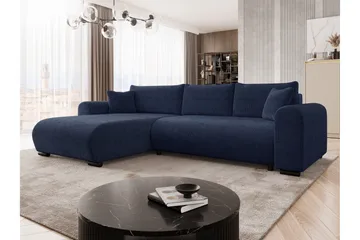 Handda Sovesofa med Chaiselong 3-personers i Chenille - Marineblå - Møbler - Sofaer - Sovesofaer