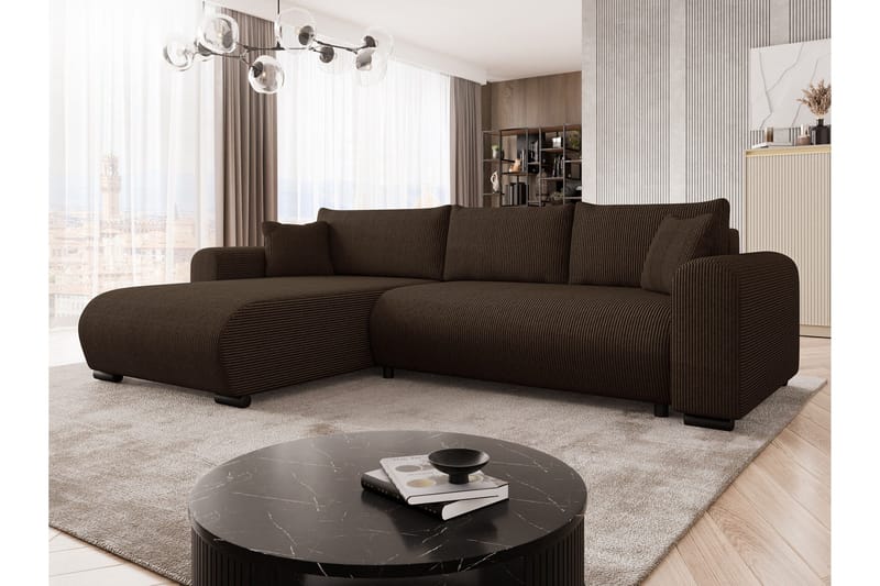 Handda Sovesofa med Chaiselong 3-personers i Manchester - Brun - Møbler - Sofaer - Sovesofaer