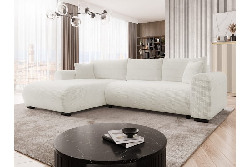 Handda Sovesofa med Chaiselong 3-personers i Chenille - Hvid - Møbler - Sofaer - Sovesofaer