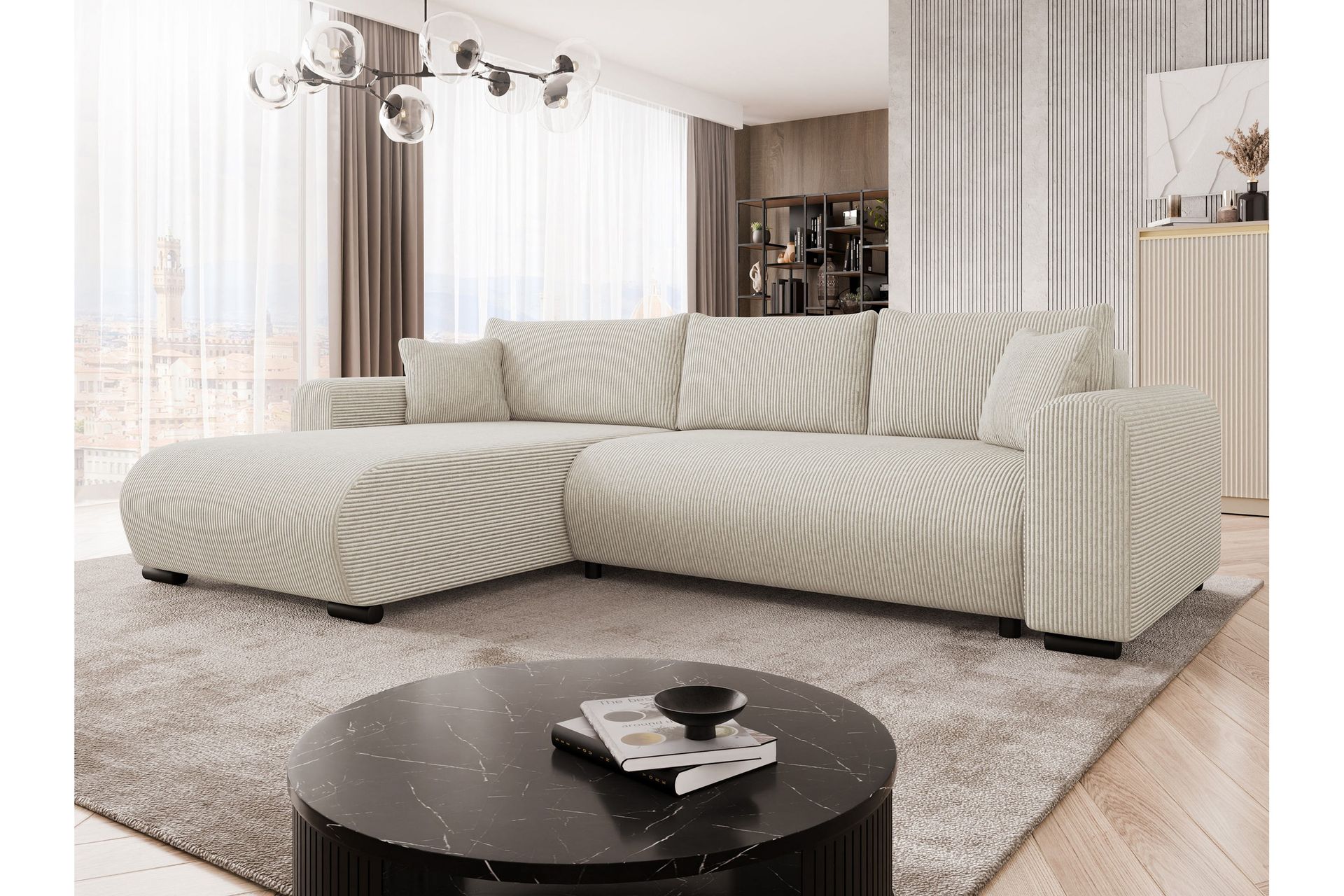 Handda Sovesofa med Chaiselong 3-personers i Manchester - Beige - Møbler - Sofaer - Sovesofaer