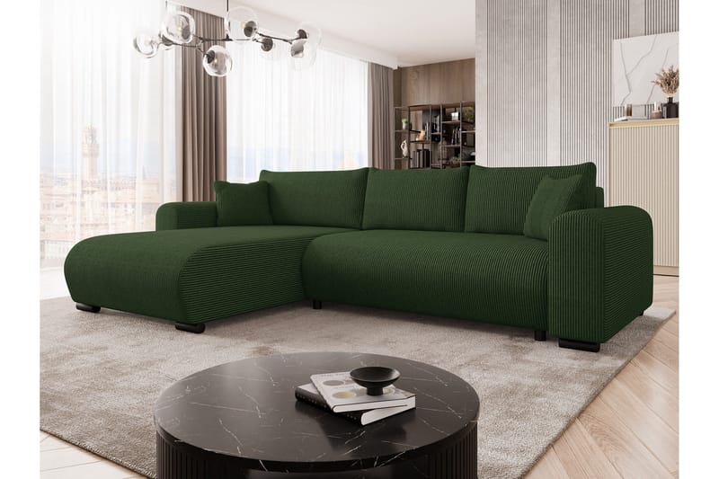 Handda Sovesofa med Chaiselong 3-personers i Manchester - Grøn - Møbler - Sofaer - Sovesofaer