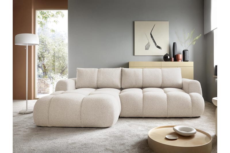 Handu Sovesofa med Chaiselong 3-personers i Bouclé - Beige - Møbler - Sofaer - Sovesofaer