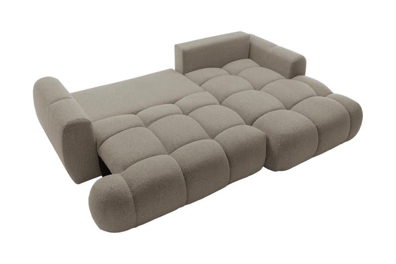 Handu Sovesofa med Chaiselong 3-personers i Bouclé - Beige - Møbler - Sofaer - Sovesofaer