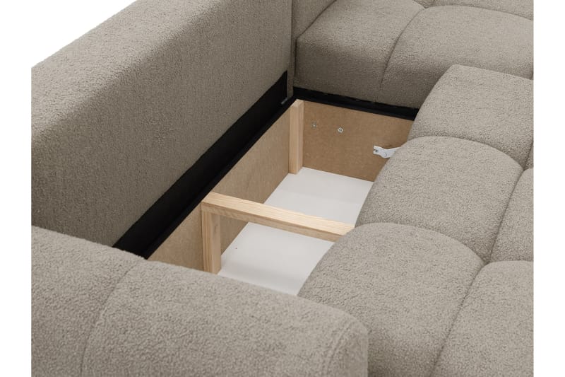 Handu Sovesofa med Chaiselong 3-personers i Bouclé - Beige - Møbler - Sofaer - Sovesofaer
