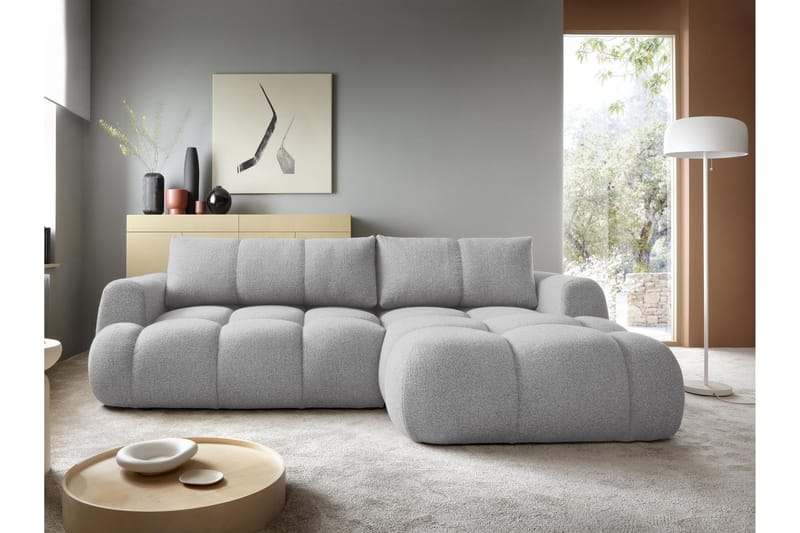 Handu Sovesofa med Chaiselong 3-personers i Bouclé - Grå - Møbler - Sofaer - Sovesofaer