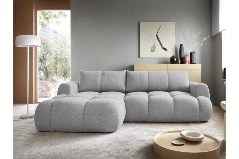 Handu Sovesofa med Chaiselong 3-personers i Bouclé - Grå - Møbler - Sofaer - Sovesofaer