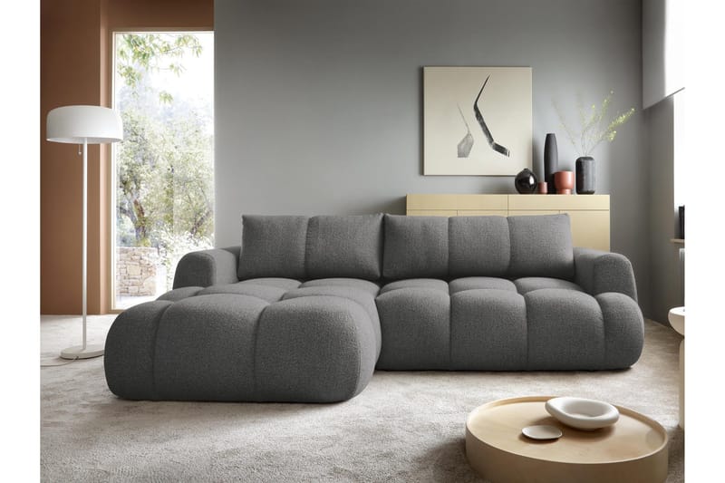 Handu Sovesofa med Chaiselong 3-personers i Bouclé - Mørkegrå - Møbler - Sofaer - Sovesofaer