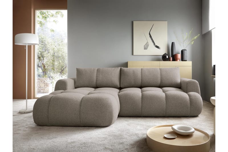 Handu Sovesofa med Chaiselong 3-personers i Bouclé - Brun - Møbler - Sofaer - Sovesofaer