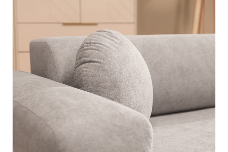 Hanish Sovesofa med Chaiselong 3-personers i Plys - Beige - Møbler - Sofaer - Sovesofaer