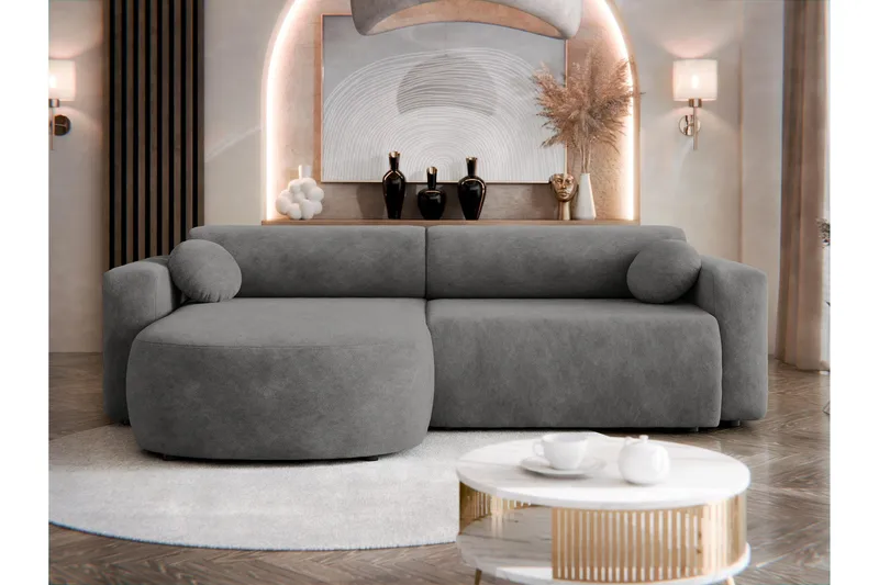 Hanish Sovesofa med Chaiselong 3-personers - Grå - Møbler - Sofaer - Sovesofaer