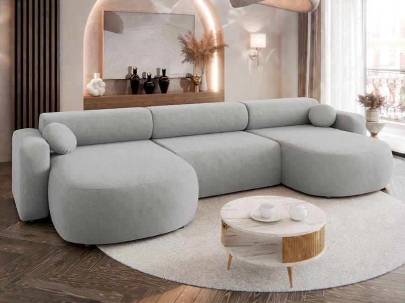 Hanish Sovesofa med dobbelt chaiselong 5-personers - Grå - Møbler - Sofaer - Sovesofaer