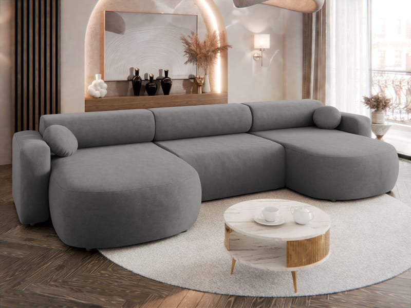 Hanish Sovesofa med dobbelt chaiselong 5-personers - Grå - Møbler - Sofaer - Sovesofaer
