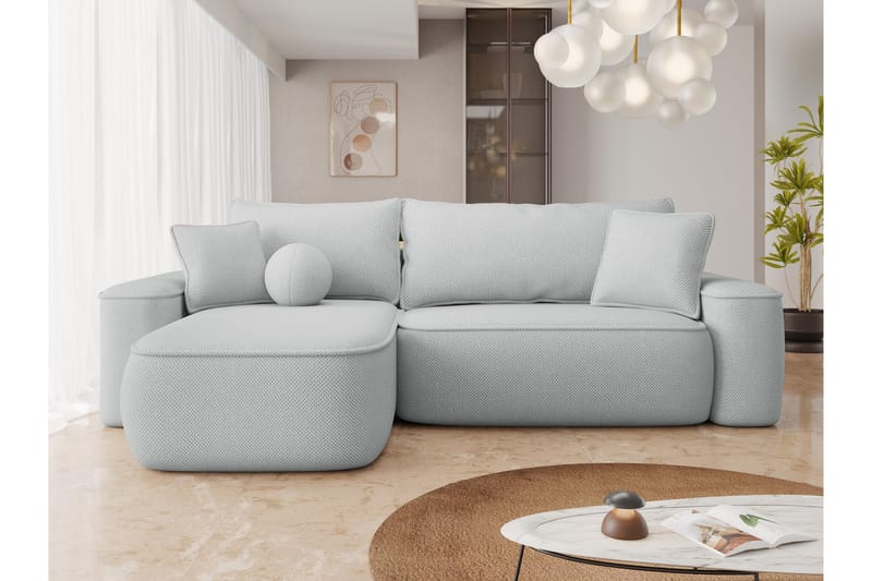 Harak Sovesofa med Chaiselong 3-personers i Plys - Grå - Møbler - Sofaer - Sovesofaer