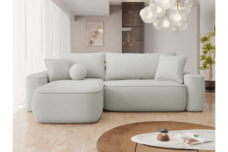 Harak Sovesofa med Chaiselong 3-personers i Plys - Grå - Møbler - Sofaer - Sovesofaer
