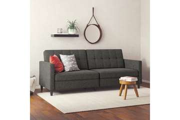 Sovesofa Hartford 203x83x82 cm, Antracit, Linnedstoflook (100% Polyester - 203x83x82 cm, Antracit, Linnedstoflook (100% Polyester - Møbler - Sofaer - Sovesofaer