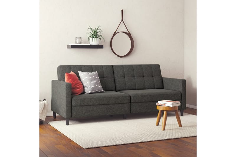Sovesofa Hartford 203x83x82 cm, Antracit, Linnedstoflook (100% Polyester - 203x83x82 cm, Antracit, Linnedstoflook (100% Polyester - Møbler - Sofaer - Sovesofaer