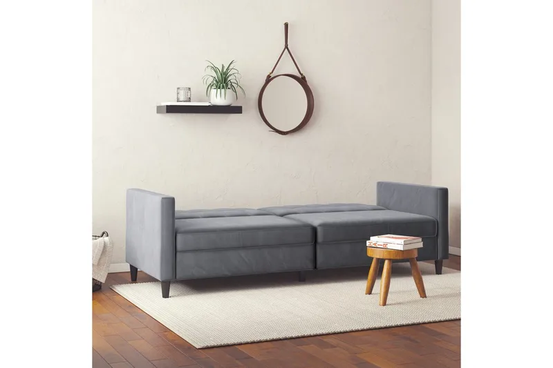 Sovesofa Hartford 203x83x82 cm, Antracit, Velour - 203x83x82 cm, Antracit, Velour - Møbler - Sofaer - Sovesofaer