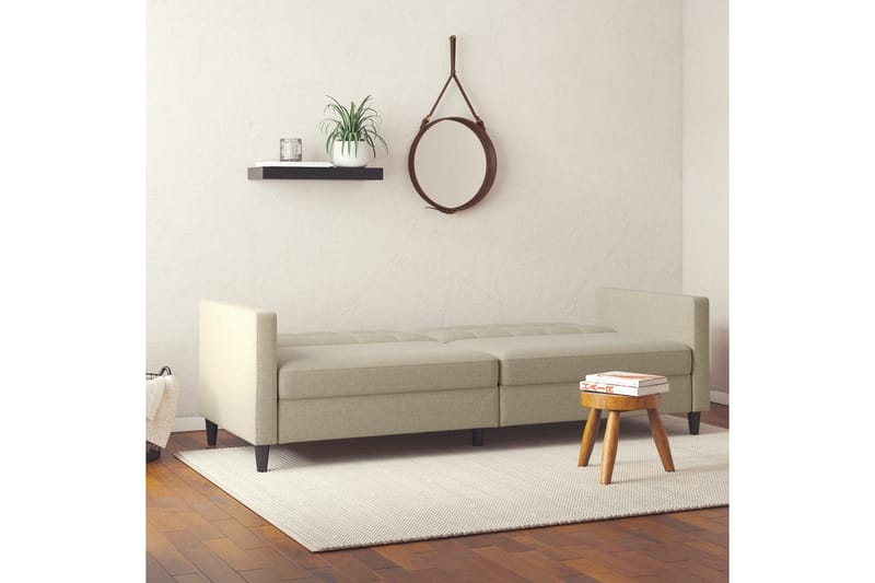 Sovesofa Hartford 203x83x82 cm, Cappuccino, Linnedstoflook (100% Polyester - 203x83x82 cm, Cappuccino, Linnedstoflook (100% Polyester - Møbler - Sofaer - Sovesofaer